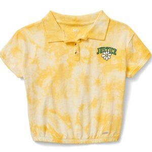 JUSTICE Cinch Bottom Yellow Polo Shirt Girls Size 5-6 NEW